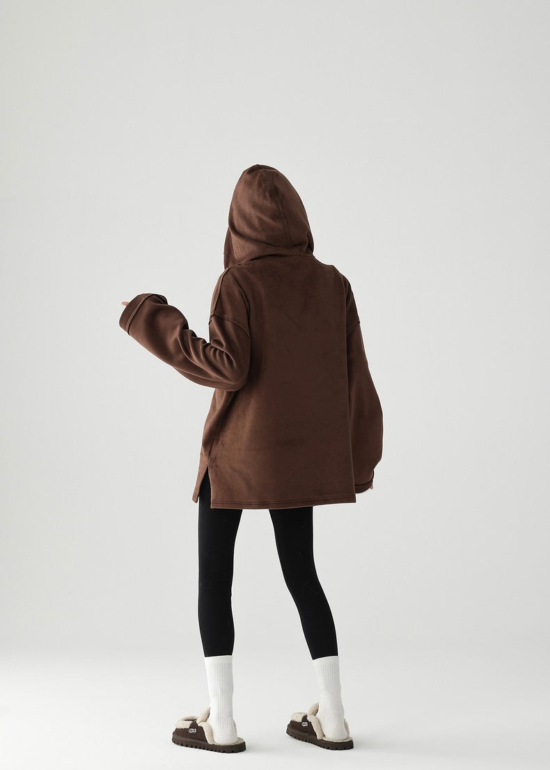 Velvet hollow hooded sweatshirt /AS1167