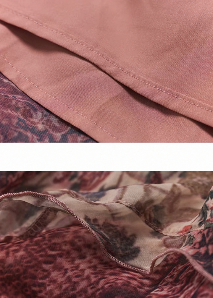 RED FLORAL TIERED LONG SKIRT / LG1501