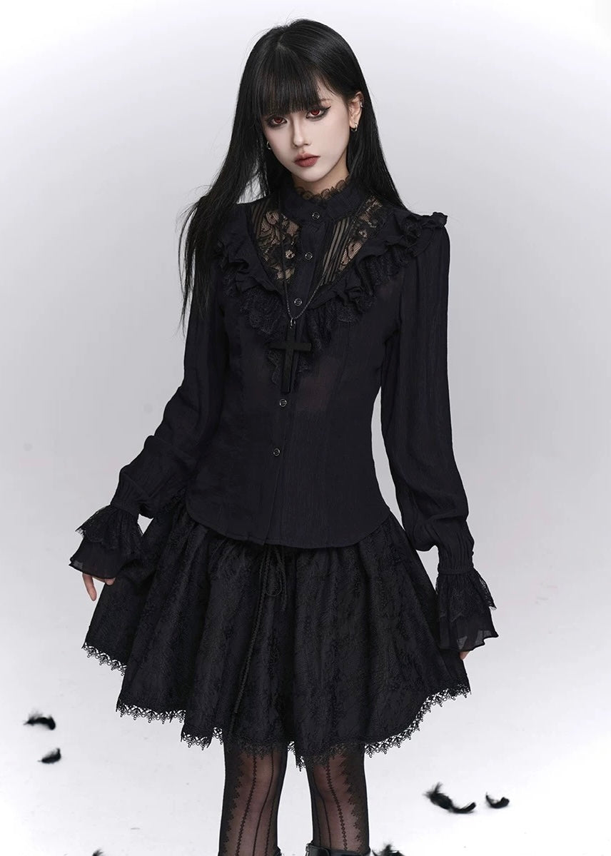 Midnight Ruffle Blouse / LG1403_e4r