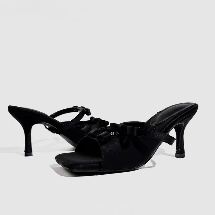 DARK RIBBON STRAP MULES / V1176