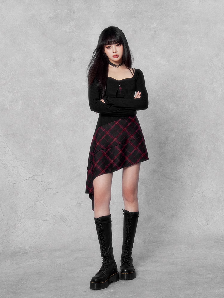 gothic check mini one piece & cropped knit/vo1119