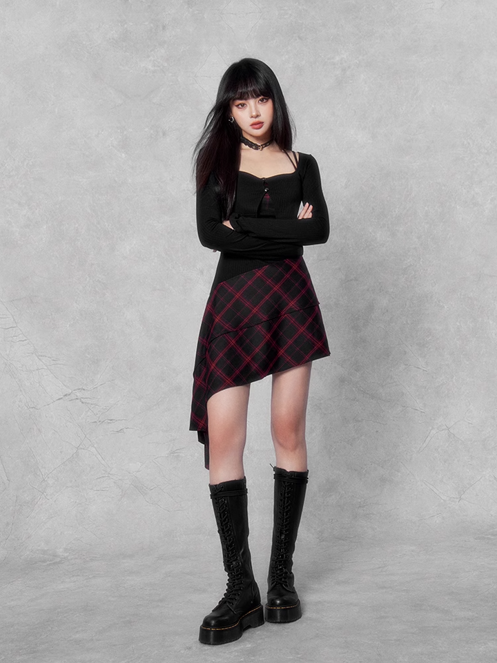 gothic check mini one piece & cropped knit/vo1119