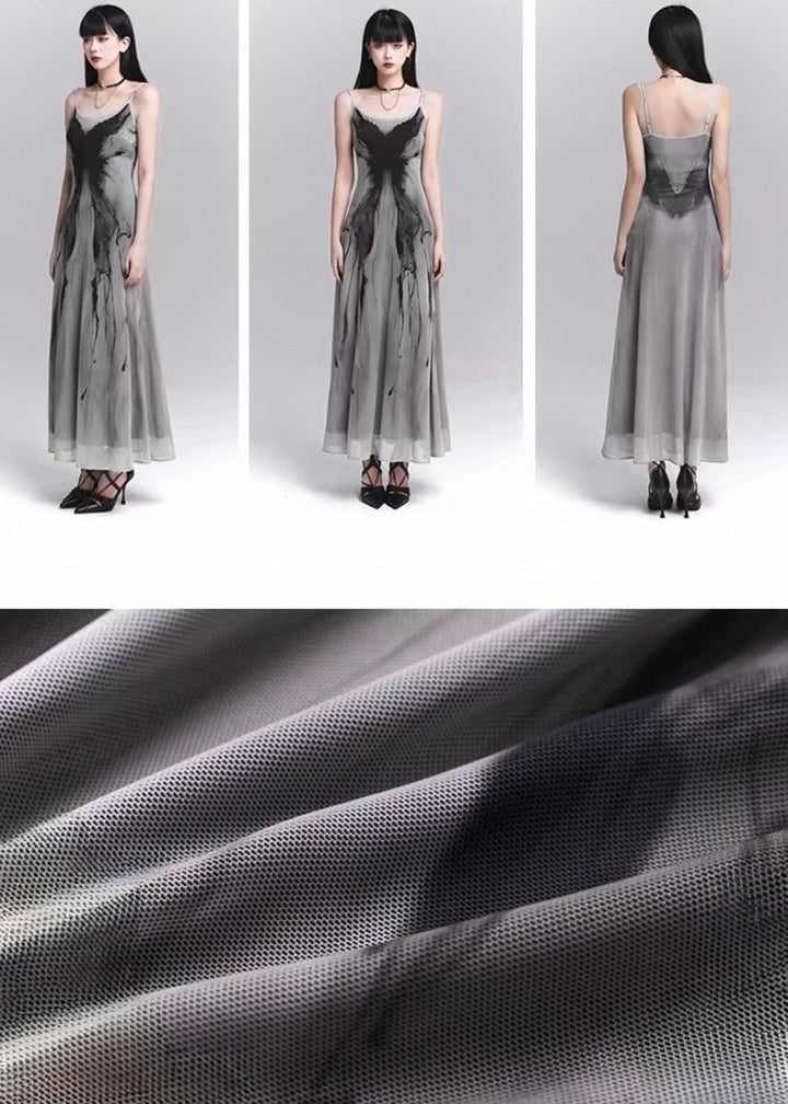 INK ART TULLE LONG DRESS / LG1591