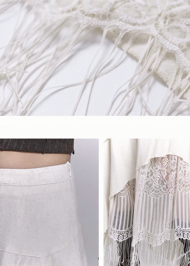 IRREGULAR LAYERED LACE FRINGE SKIRT / LG1526