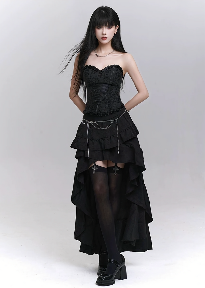 Gothic ribbon tube top / LG1298