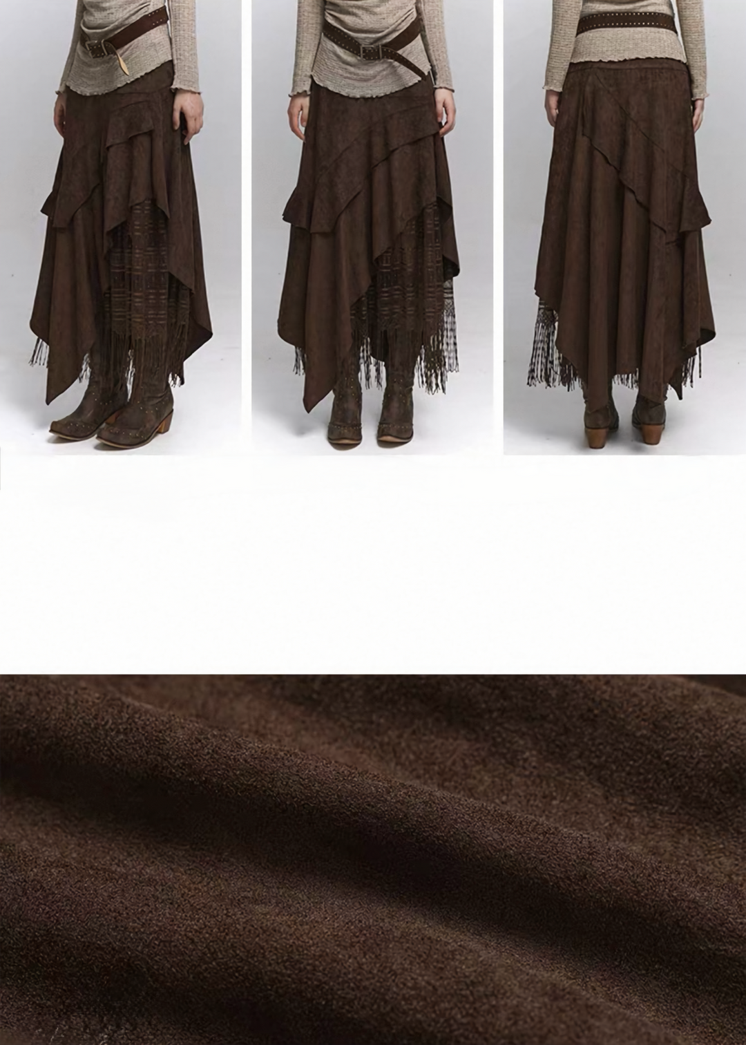 Layered Fringe Long Skirt / lg1373