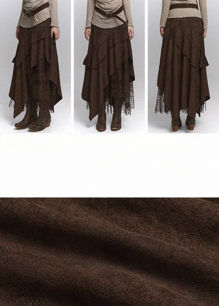 Layered Fringe Long Skirt / lg1373