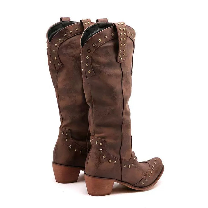 STUDS WESTERN LONG BOOTS / v1155