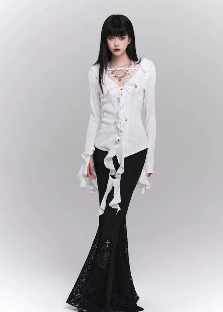 [Same day delivery] long sleeve ruffle shirt / LG1208