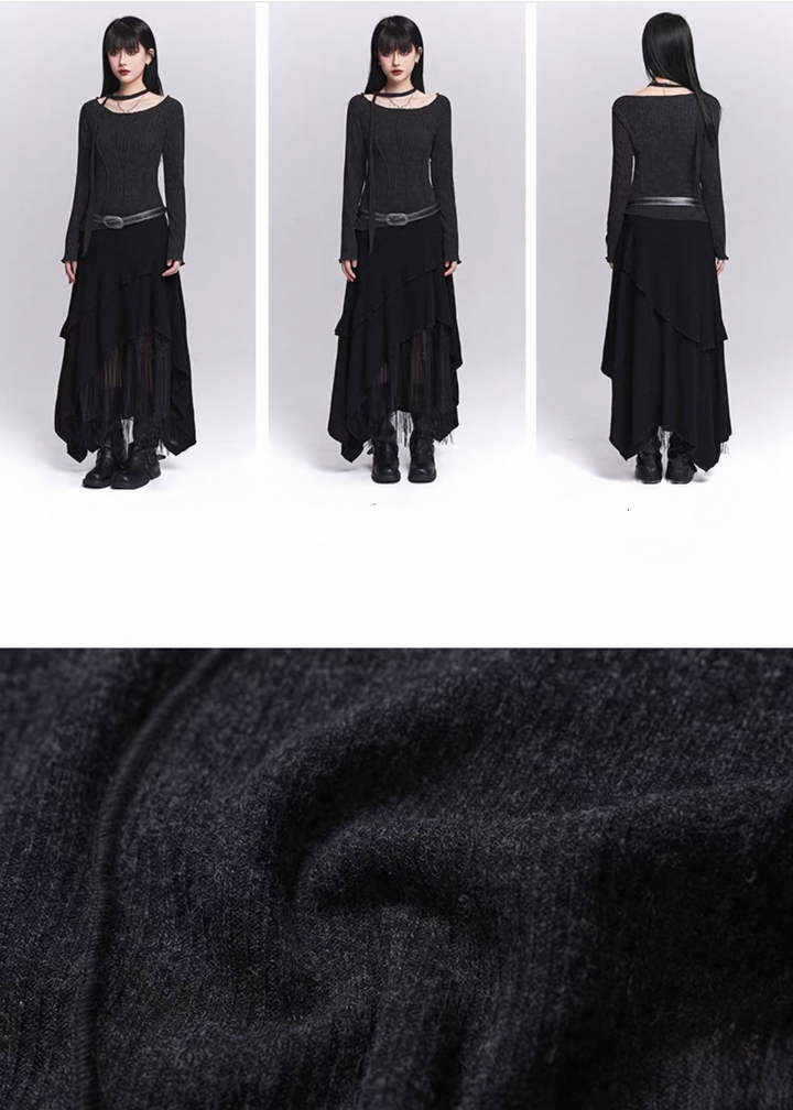 NECK STRAP RIB SLIM TOP / LG1525