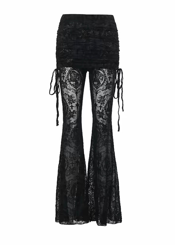 LACE FLARE SEE-THROUGH PANTS / LG1188_e4r