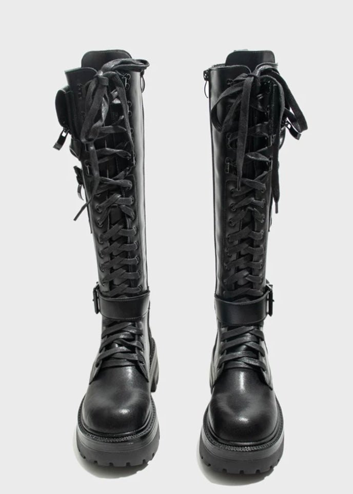 lace up combat boots / v1110