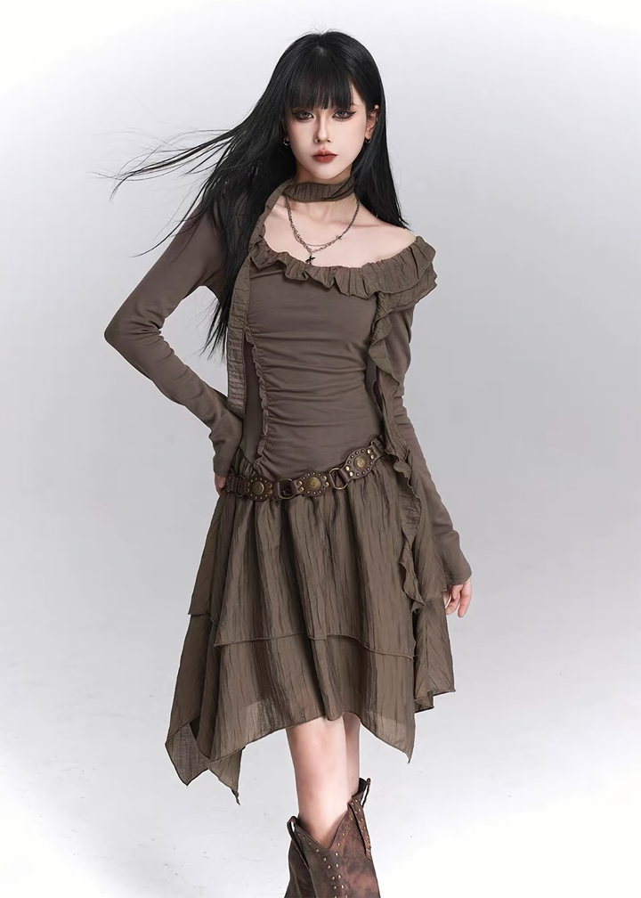 ASYMMETRIC GOTHIC FRILL DRESS / LG1446