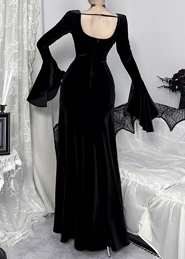 VELVET MERMAID BELL SLEEVE DRESS / LG1709