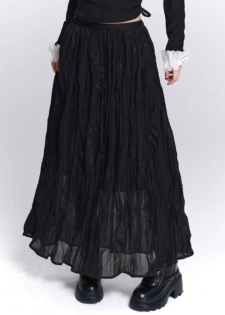 PATCHWORK LACE LONG SKIRT / LG1535