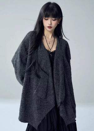 ASYMMETRIC DRAPE KNIT CARDIGAN / LG1726