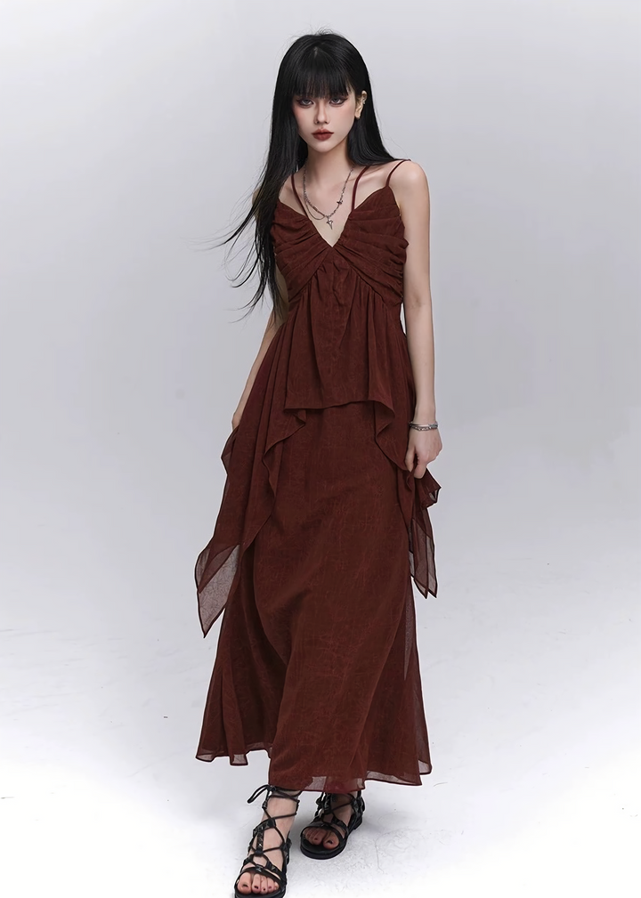 Draped Chiffon Setup(tops &amp;amp; skirt) / lg1314 