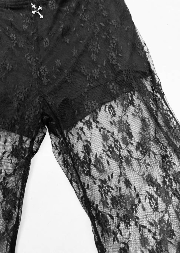DARK Lace Layered Flare Pants / LG1679