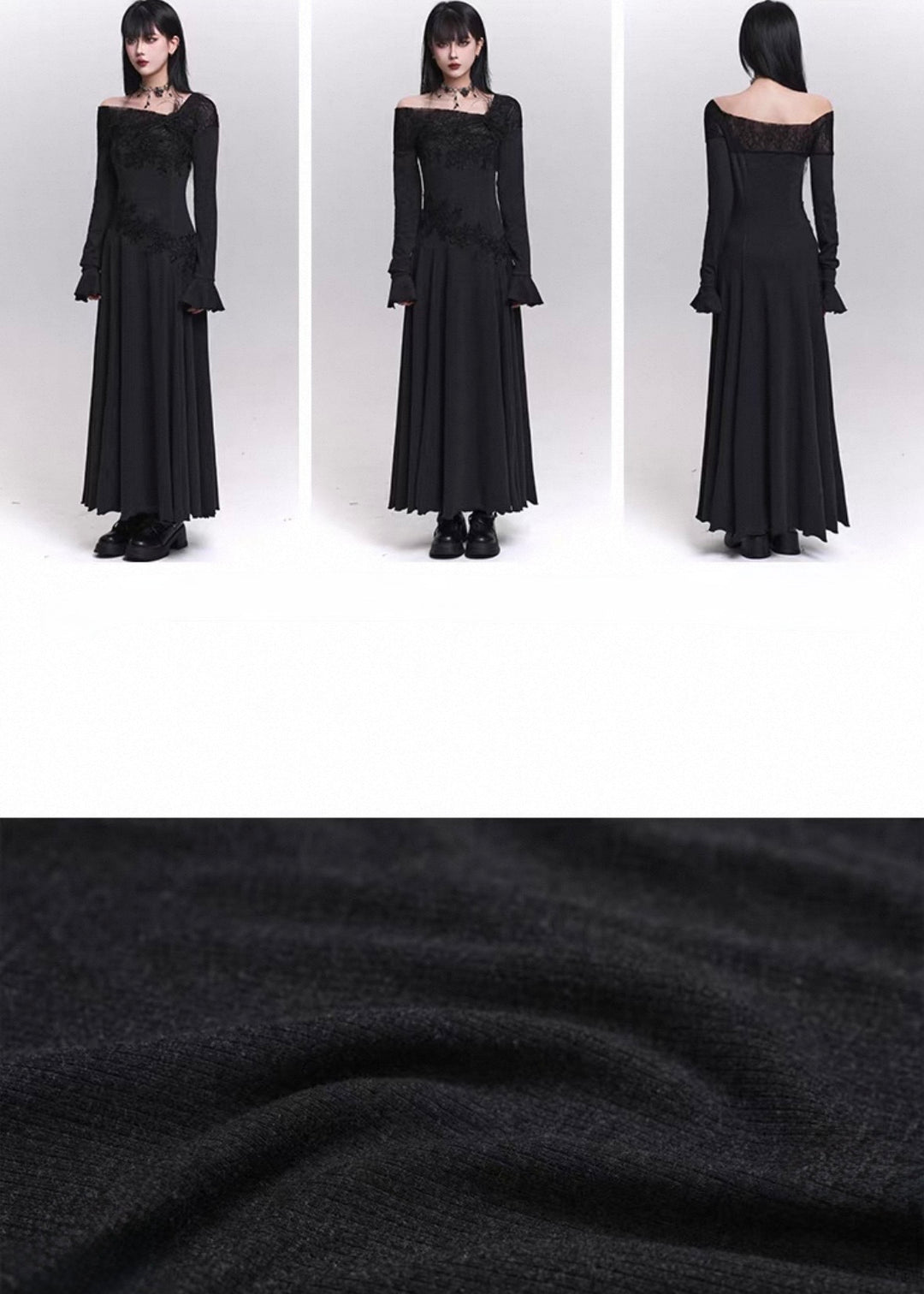 LACE ACCENT OFF-SHOULDER MAXI DRESS / LG1460