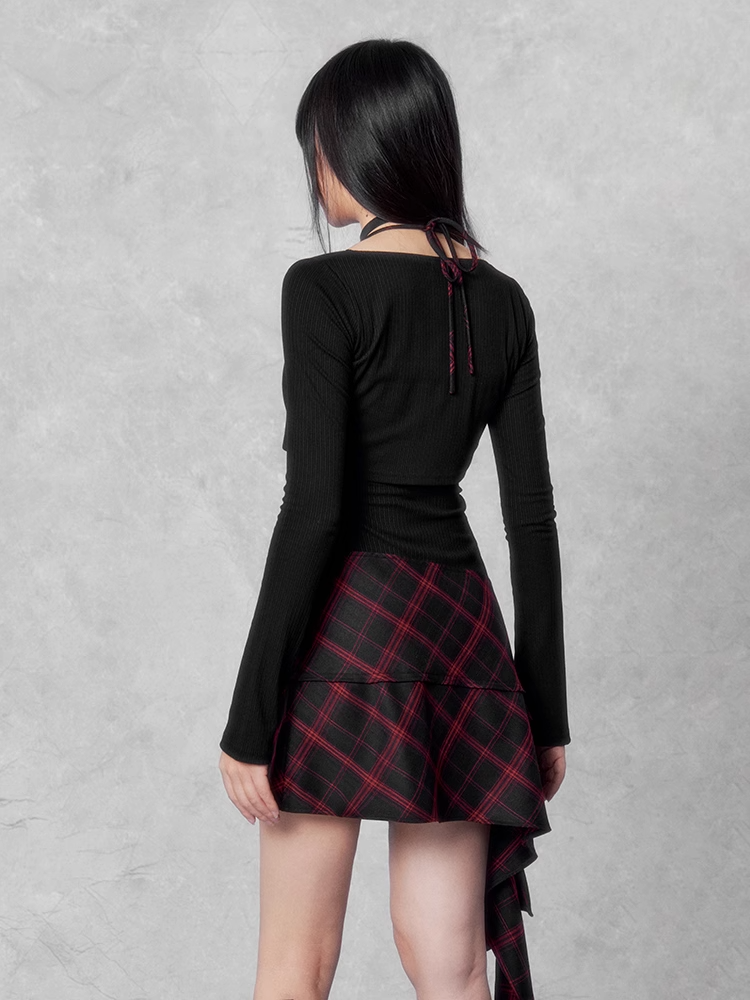 gothic check mini one piece & cropped knit/vo1119