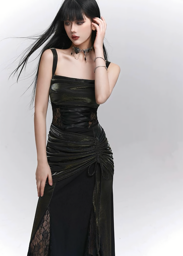Shiny lace long dress / lg1272