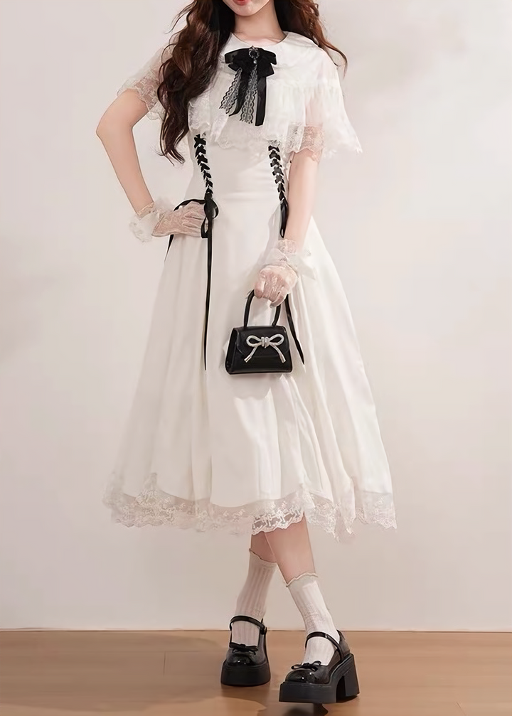 CLASSICAL LACE CAPE DRESS / LG1624