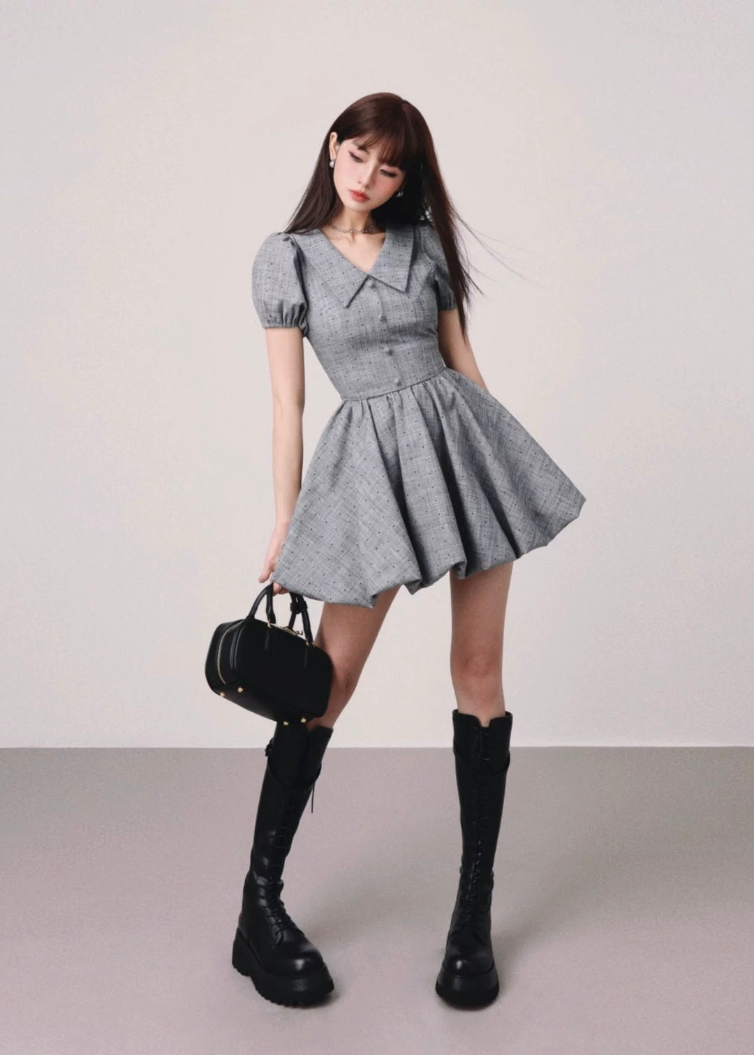 French balloon girly mini dress / mu1123