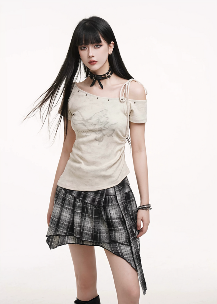 Off-the-shoulder shirring top / lg1260