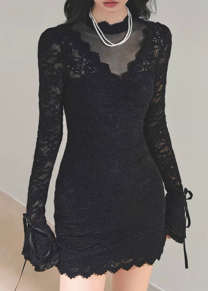 GOTHIC SHEER LACE MINI DRESS / LG1651