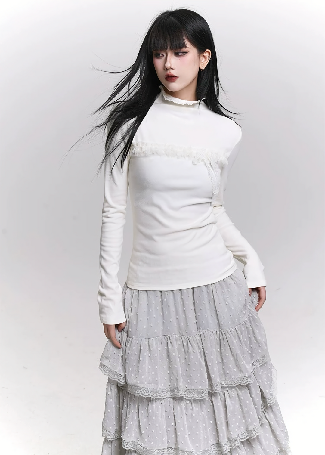 LACE RIBBON TIGHT TOP / LG1453