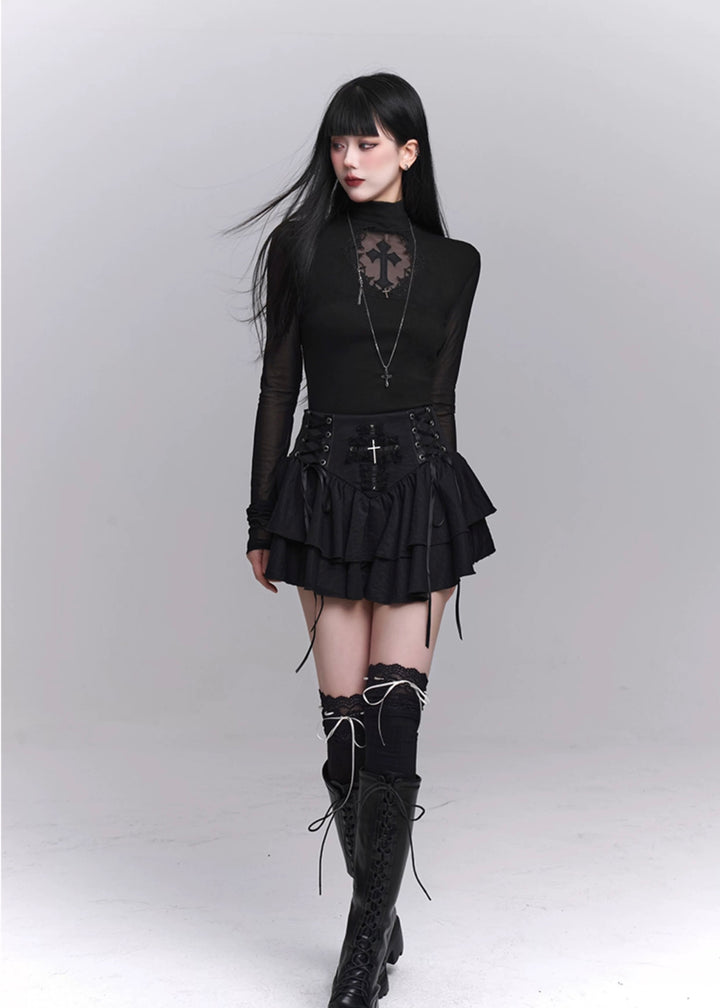 gothic cross lace slim fit / LG1232