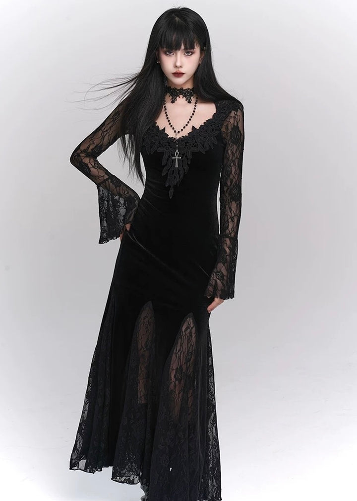 black velvet long dress / LG1177