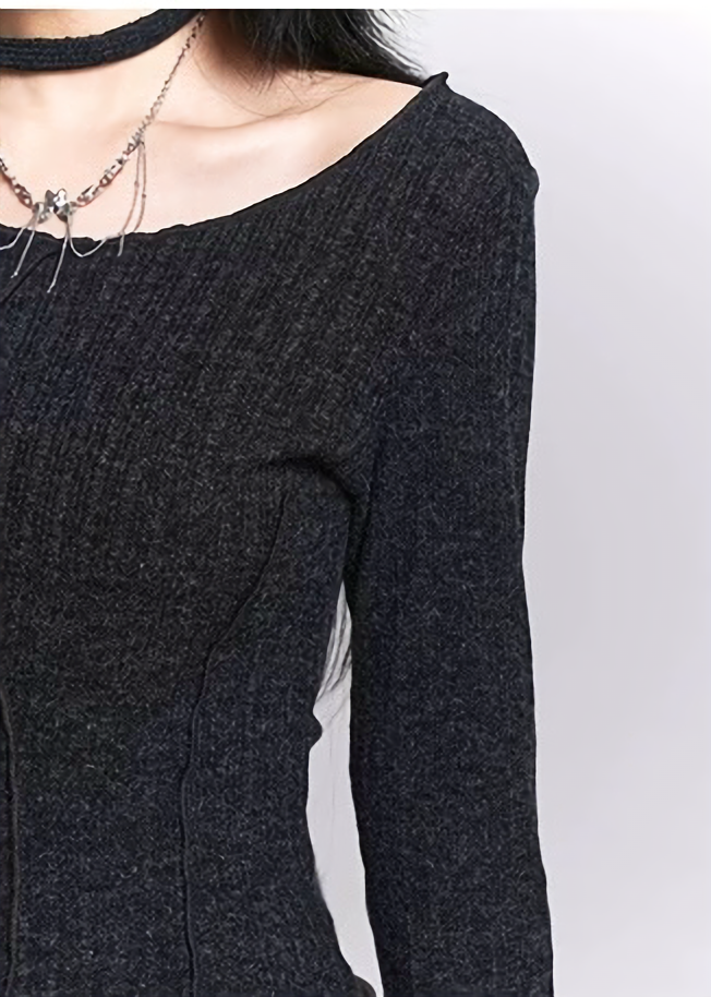 NECK STRAP RIB SLIM TOP / LG1525