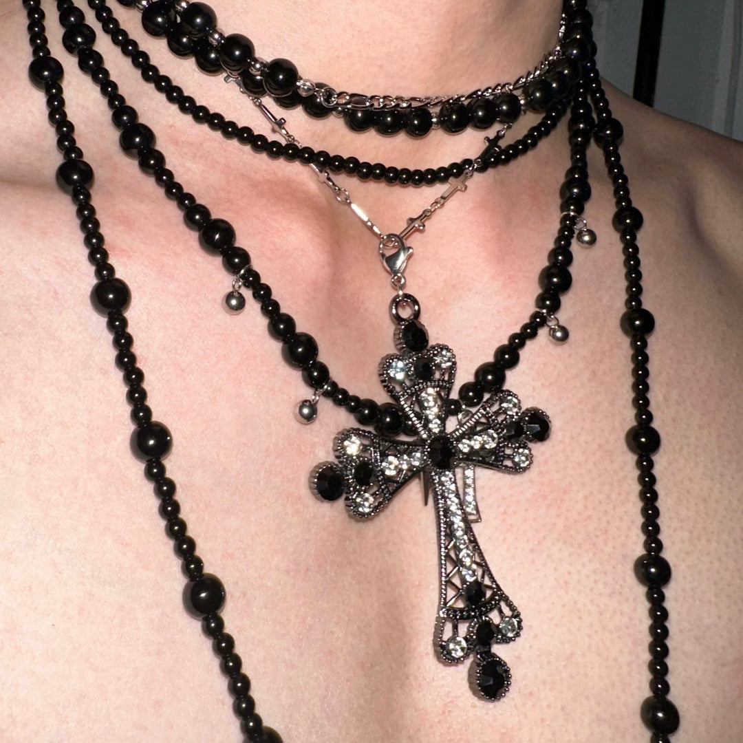 Gothic Cross Layered Necklace / a1125