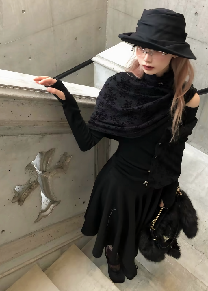 DETACHABLE VELVET SHAWL TOP / LG1743