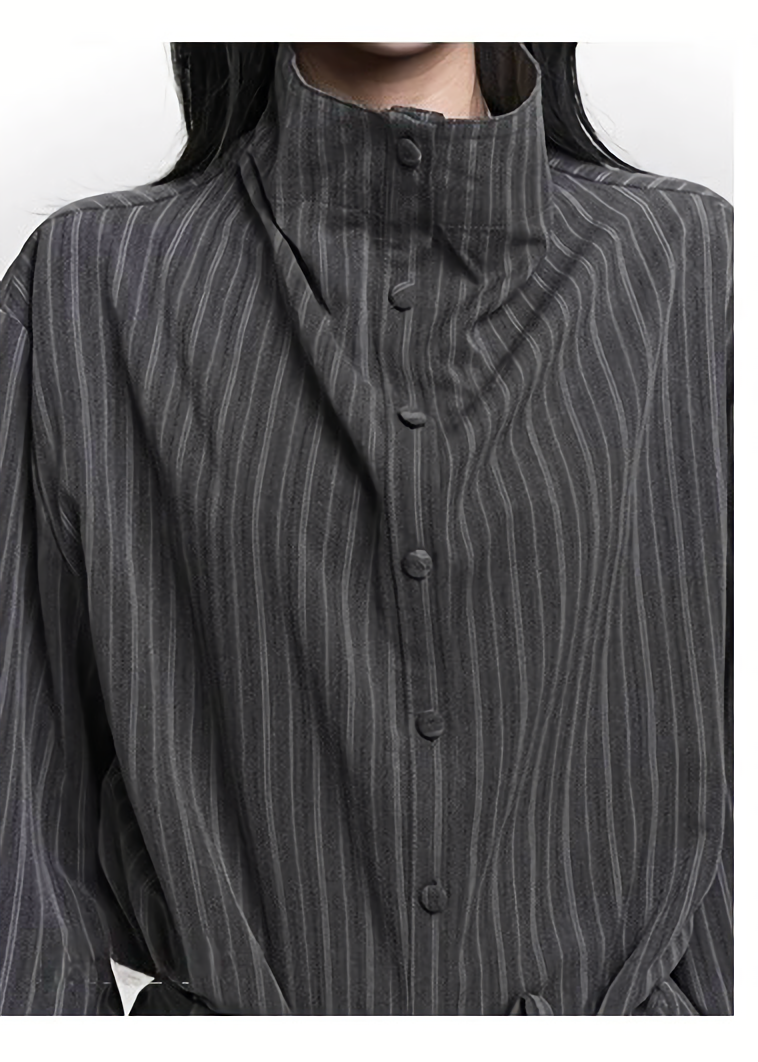 STRIPE HIGH-NECK SHIRT / LG1480