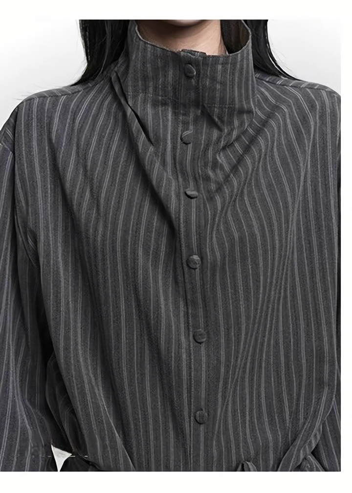 STRIPE HIGH-NECK SHIRT / LG1480