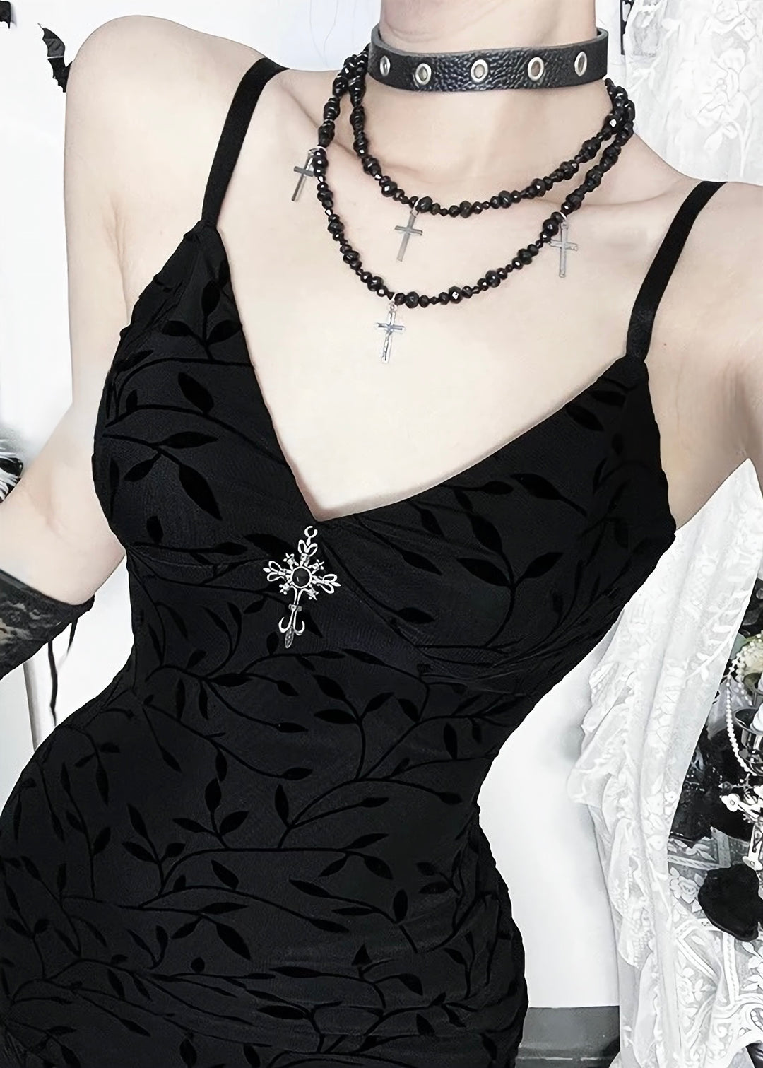 GOTHIC DRAPE MIDI DRESS / LG1564