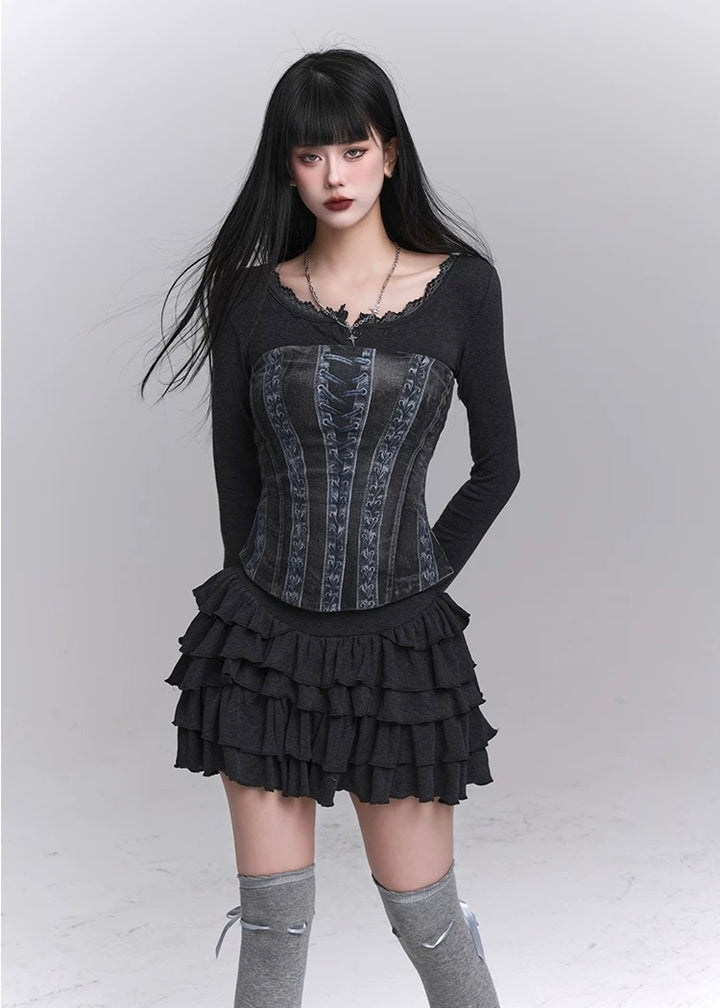 Slim Fit Dress &amp;amp; Fishbone Corset / LG1227 