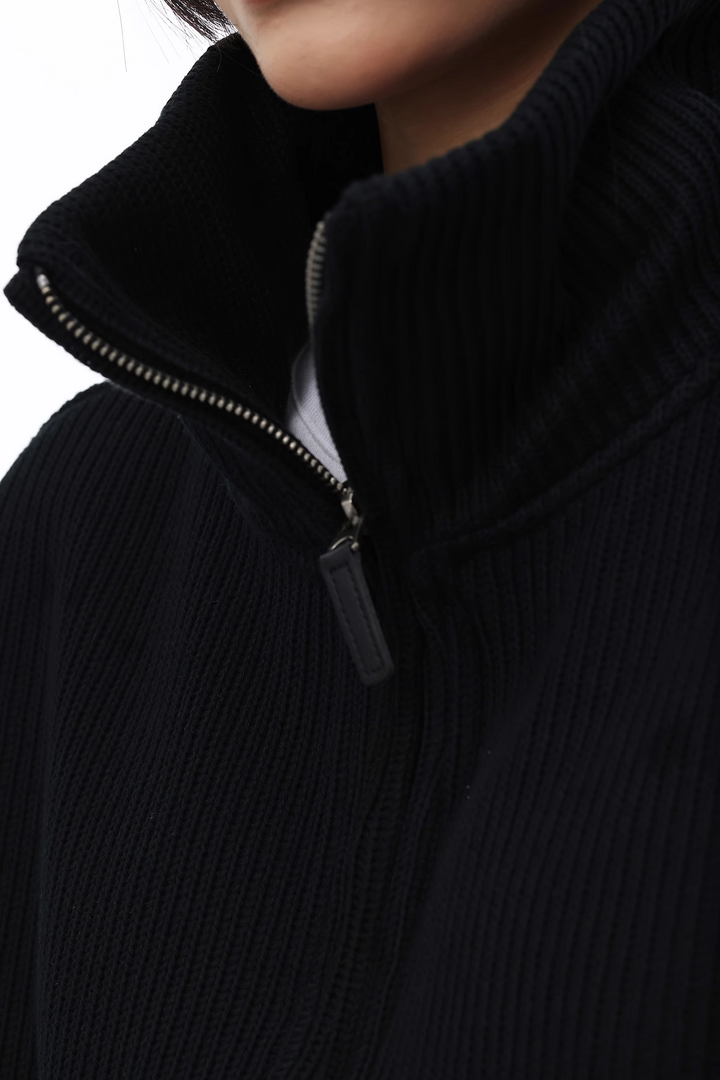 half-zip waffle knit / as1115