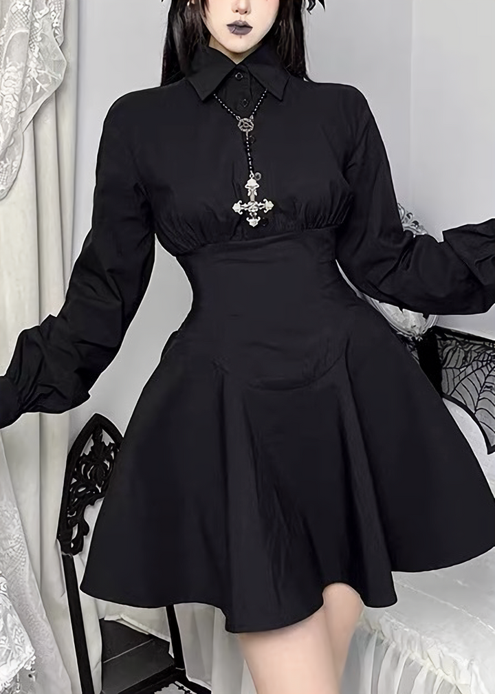 CORSET WAIST FLARE SHIRT ONE-PIECE / LG1708