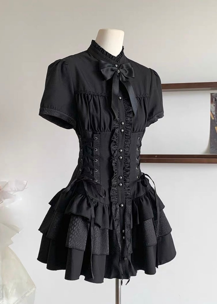 GOTHIC FRILL CORSET MINI DRESS / LG1561