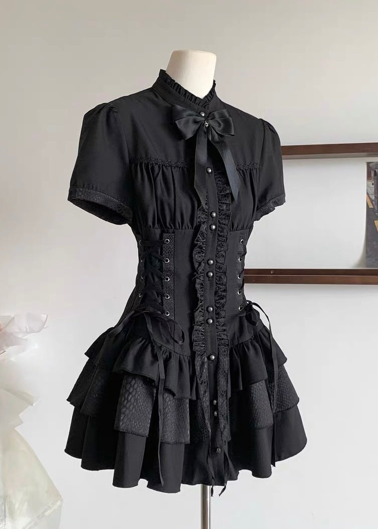 GOTHIC FRILL CORSET MINI DRESS / LG1561