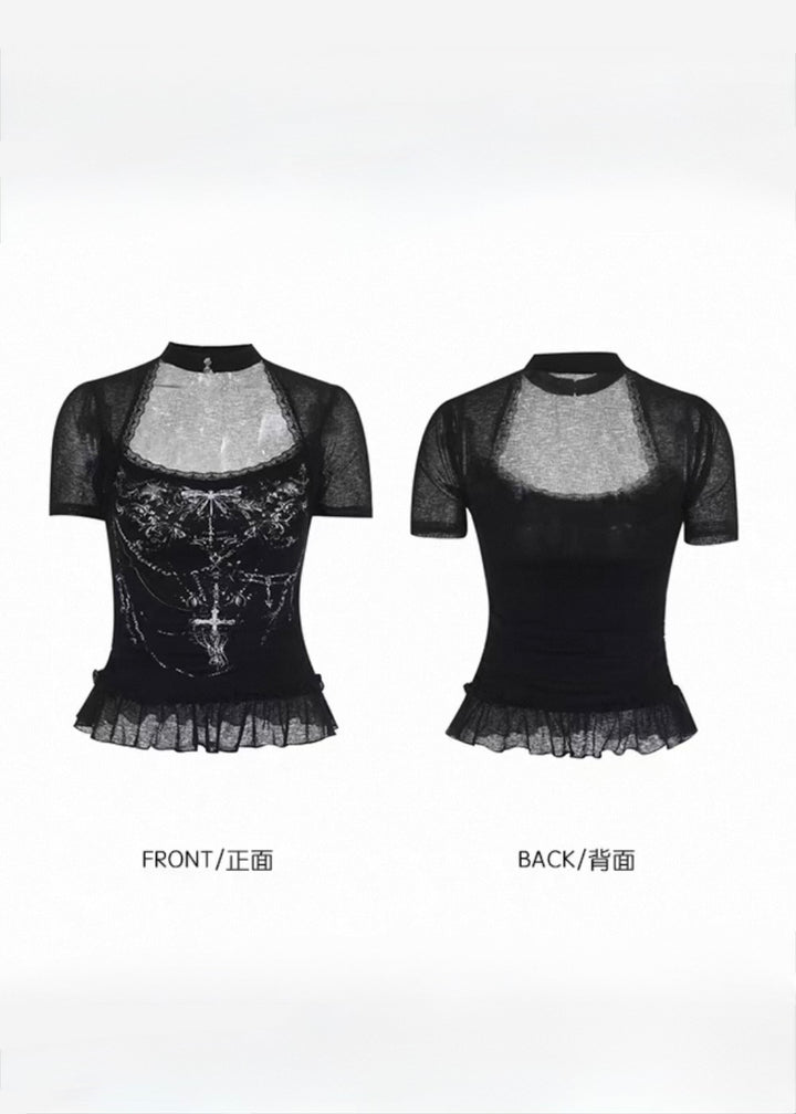 GOTHIC LACE FRILL TOP / LG1637