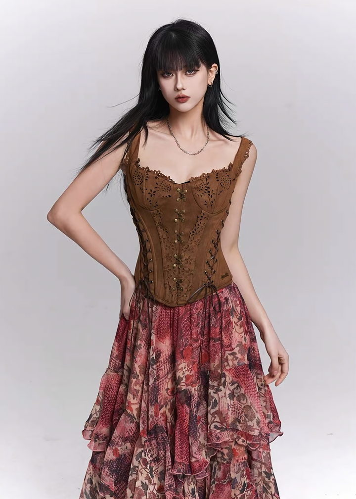 FISHBONE LACE-UP BRA VEST / LG1502