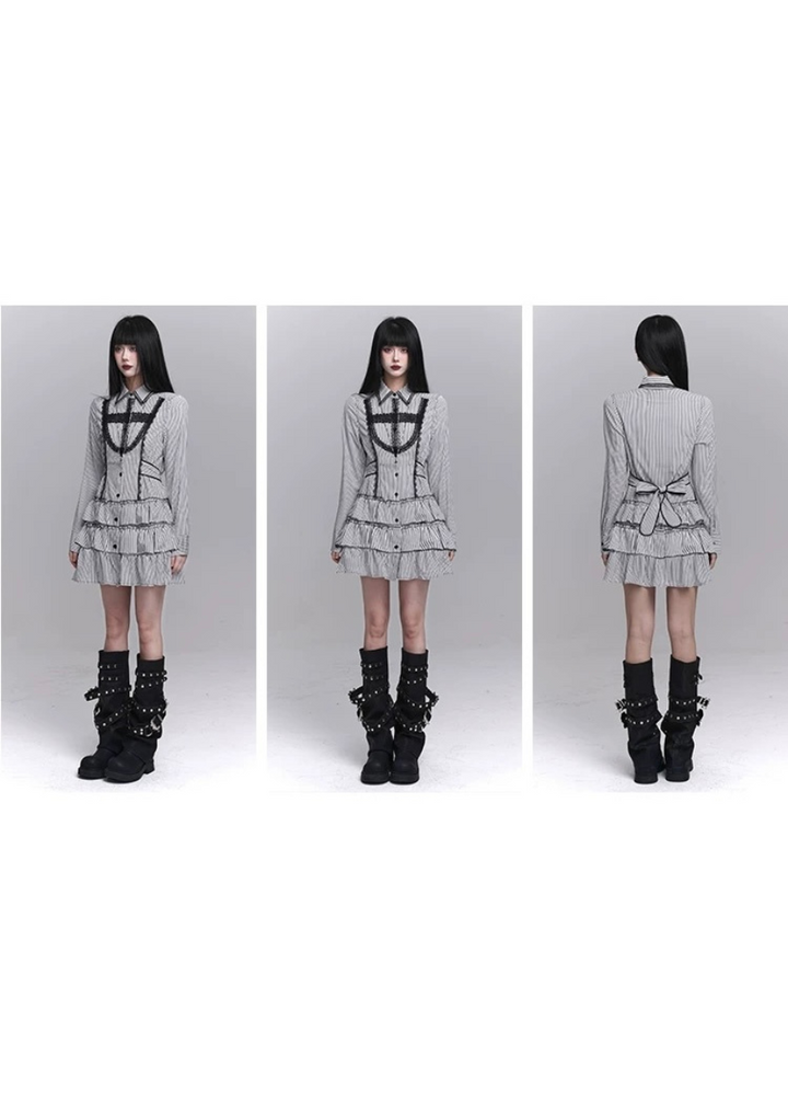 gothic striped dress / LG1237_e4r