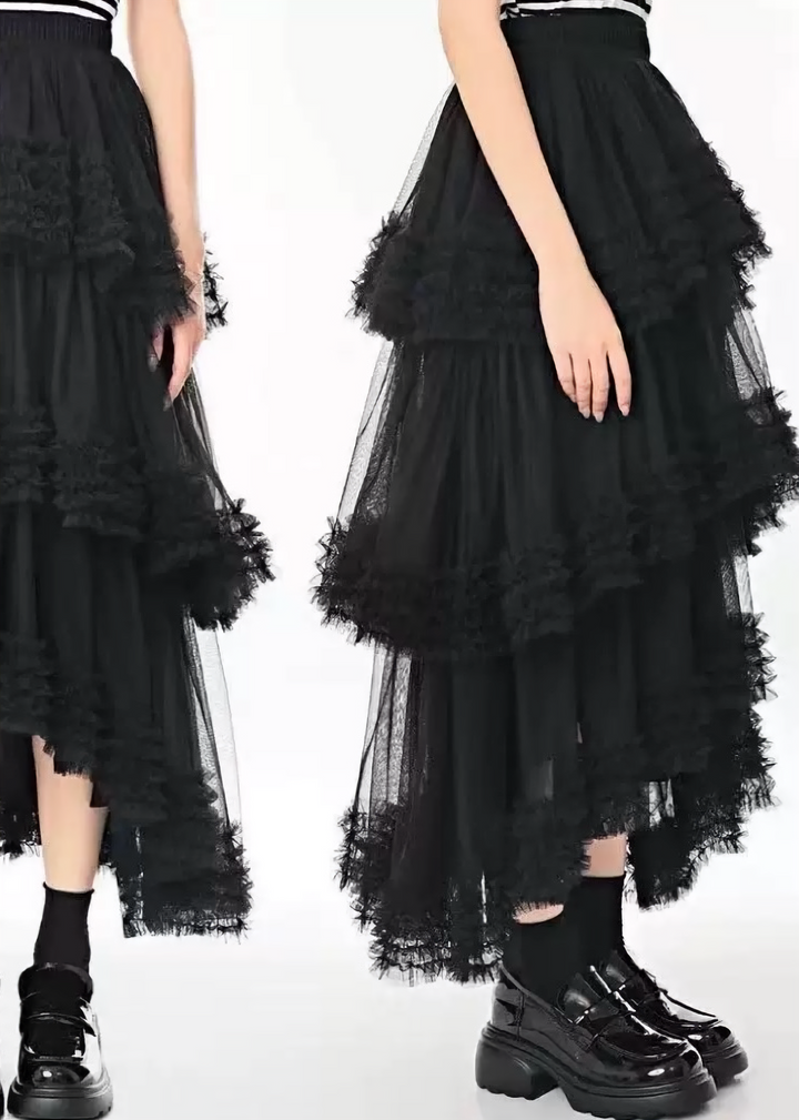 SHADOW TIERED MESH SKIRT / LG1488