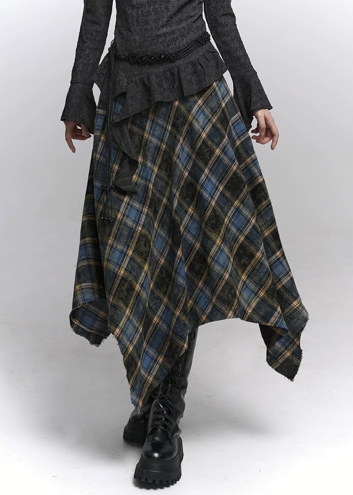 Check Frill Long Skirt / lg1365