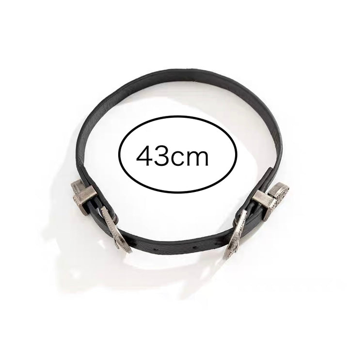 DOUBLE BUCKLE LEATHER CHOKER /A1138