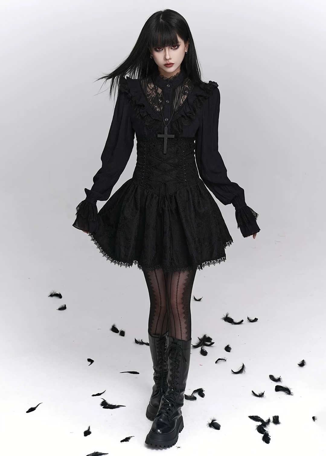 Midnight Ruffle Blouse / LG1403_e4r